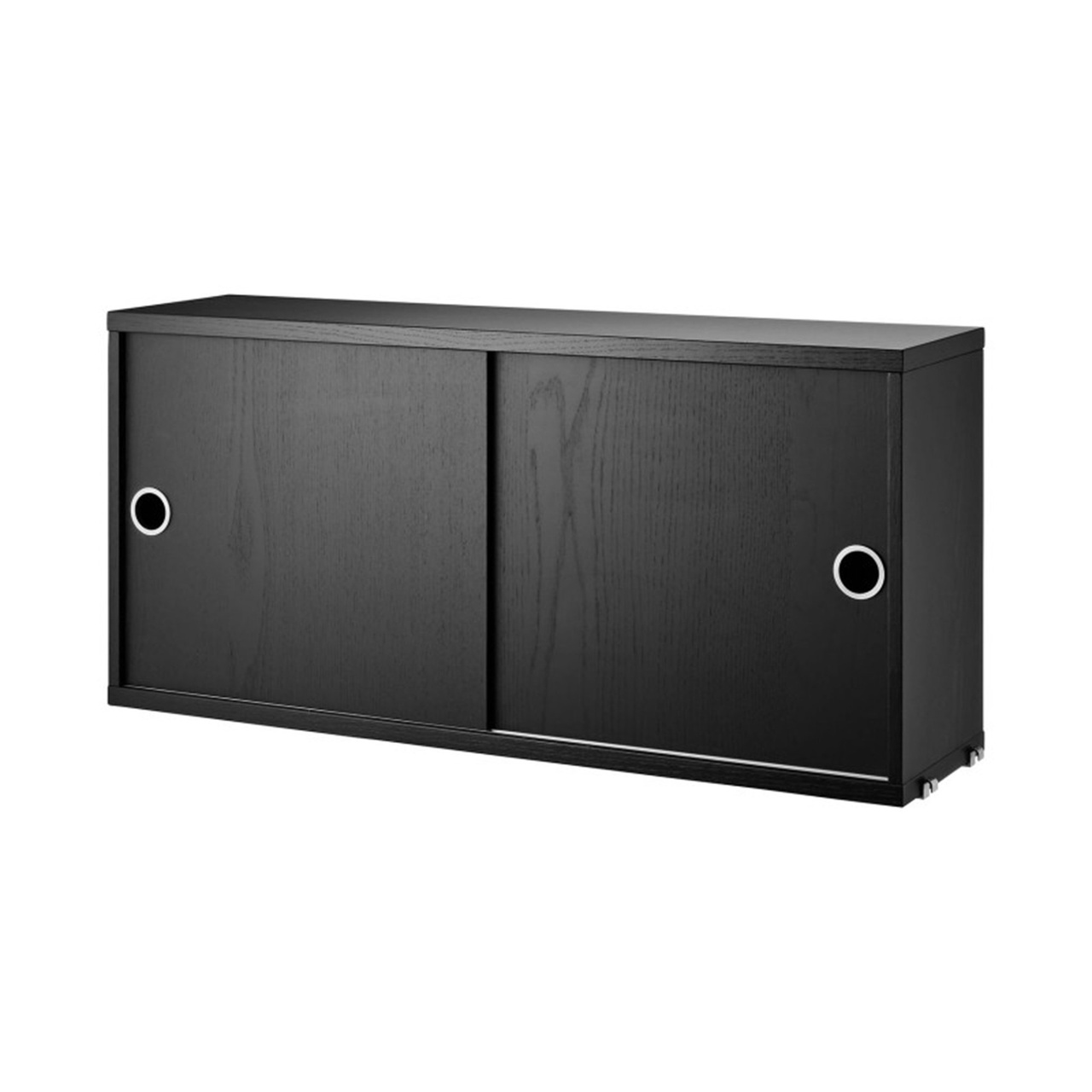 Skåp m skjutdörrar 78x20x37 svartbetsad