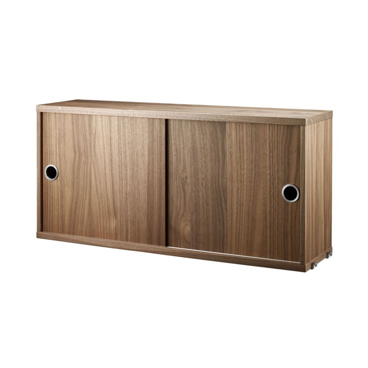 Skåp m skjutdörrar 78x20x37 valnöt