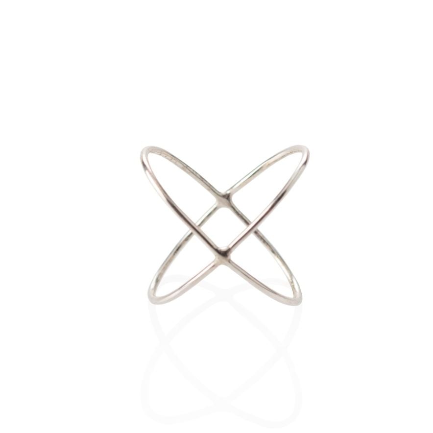Ring korsad silver 16-17 mm