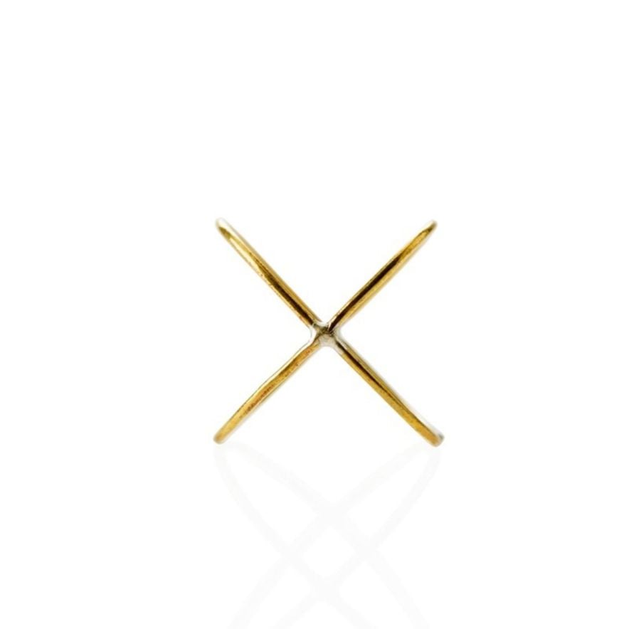 Crossed Brass Ring 20-21 mm