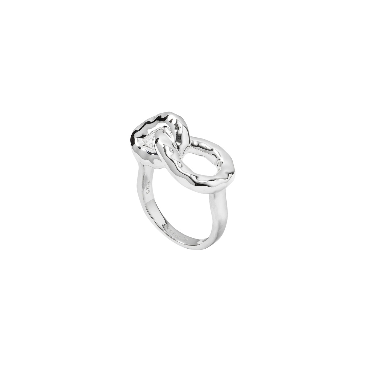 Ring Bolded Hammered Links Silver
