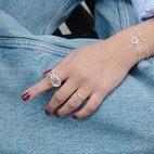 Ring Bolded Hammered Links Silver