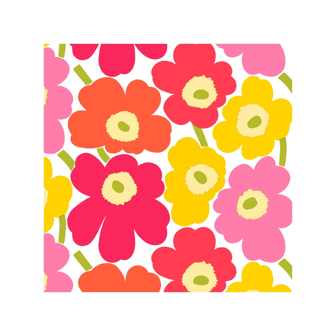Serviett Unikko Mini 33 cm Rosa/Gul