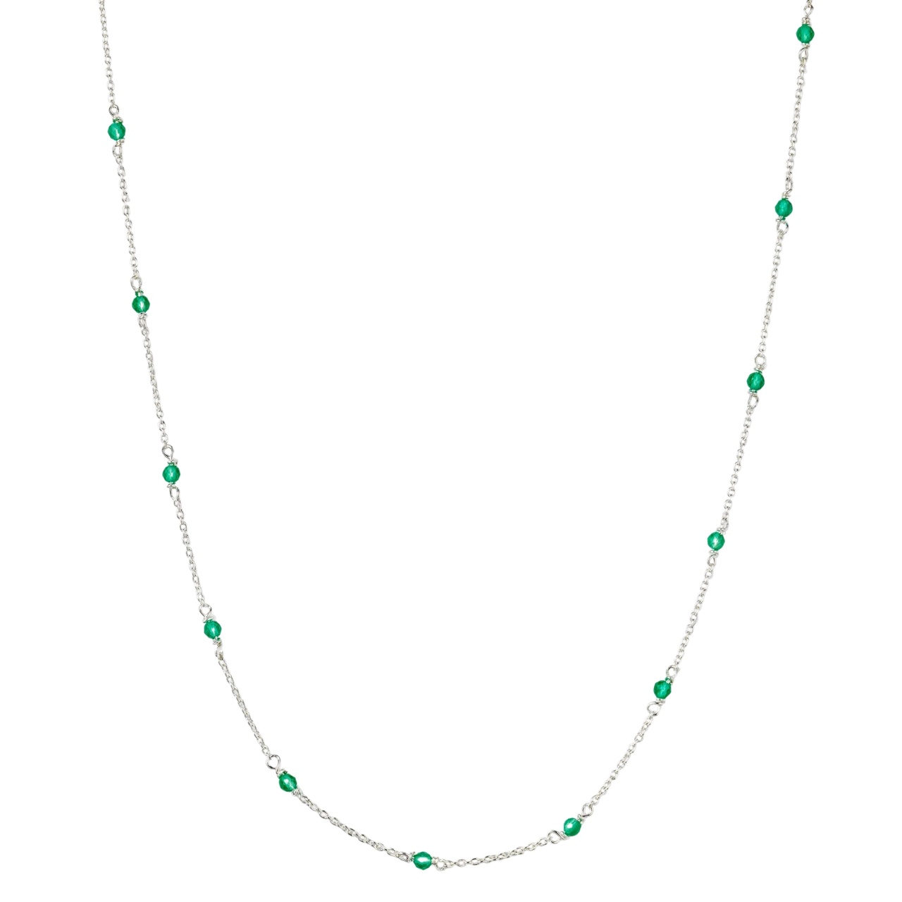 Halsband Santa Monica 42cm Grön Silver