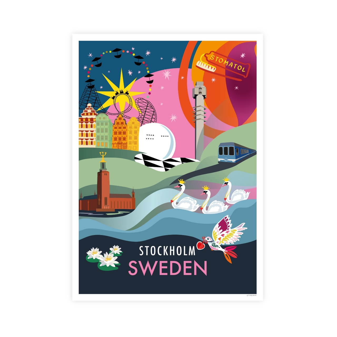 Poster Stadt Stockholm 30x40 cm