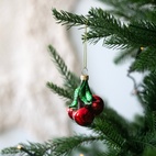 Juldekoration Körsbär glas 6 cm röd