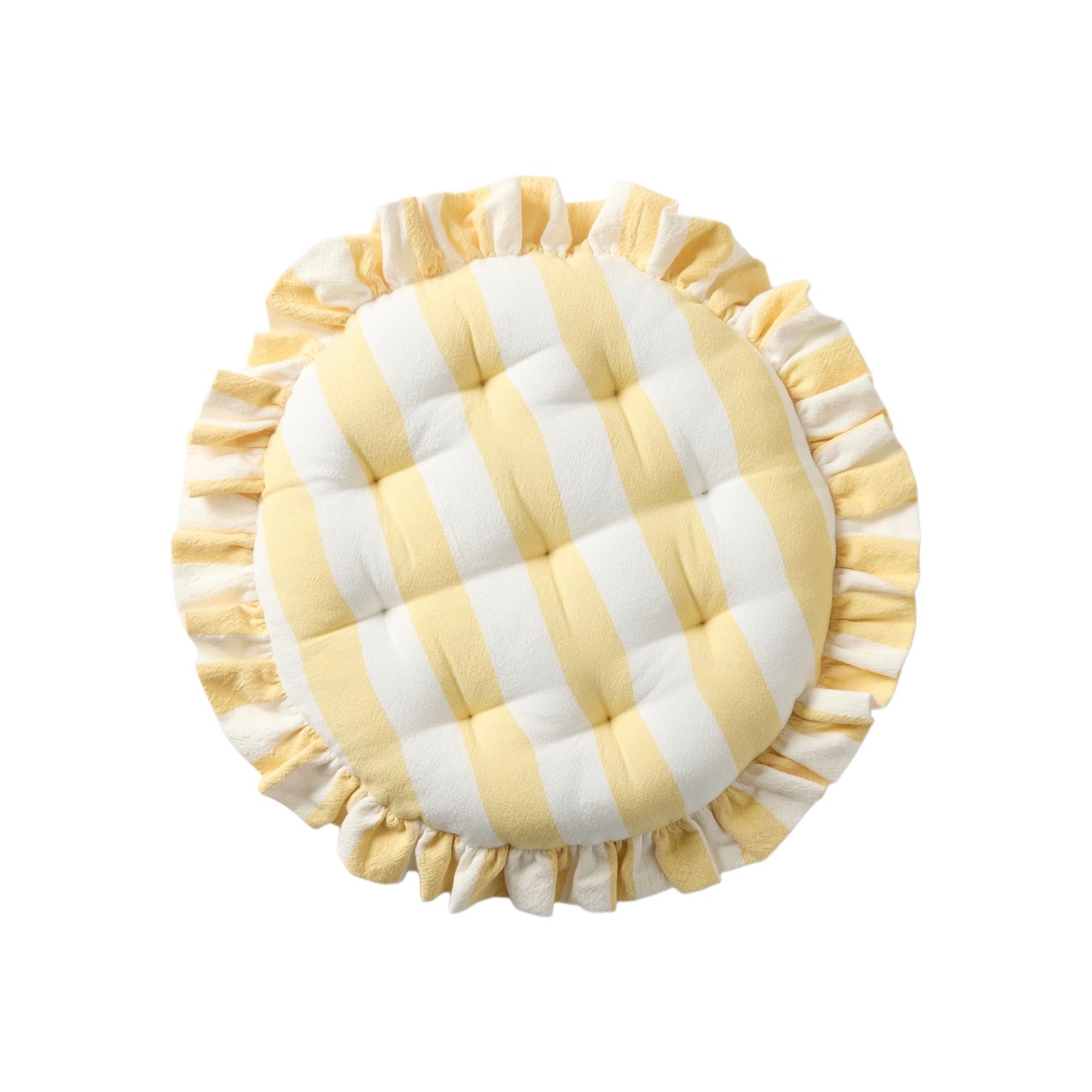 Sittdyna Block Frill rund Gul