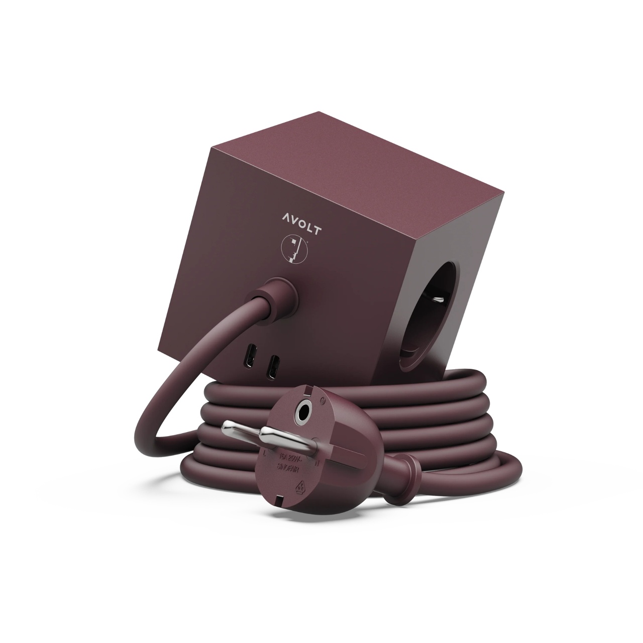 Power outlet Square 1 USB-C 30W 1.8 m Mulberry Red