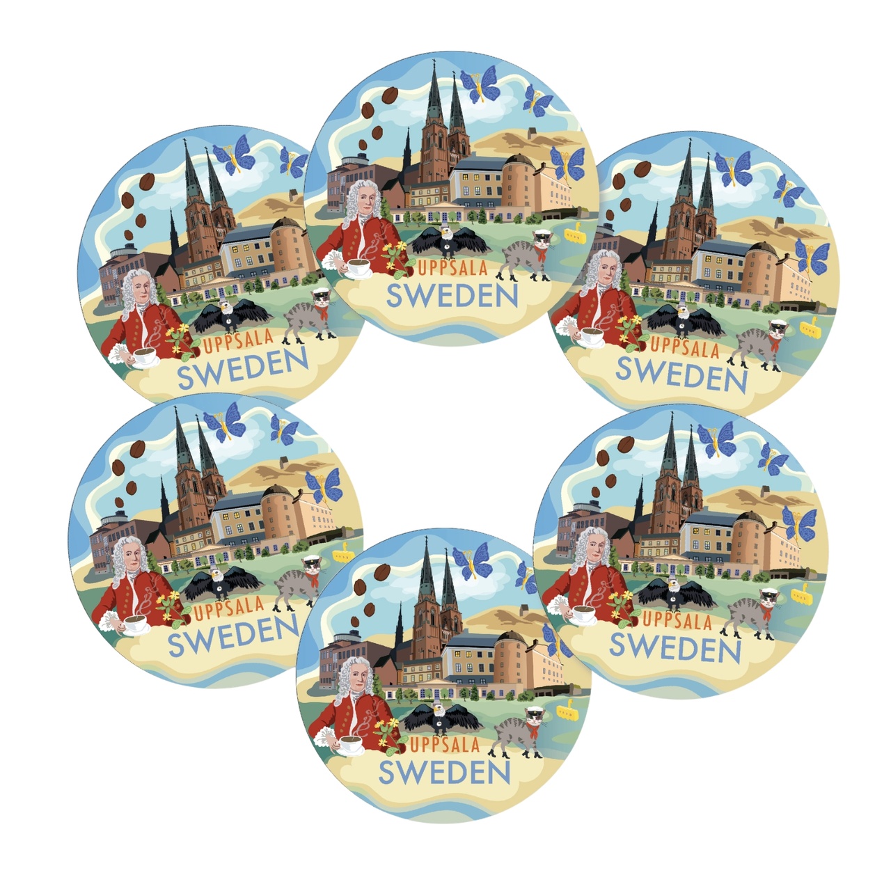 Uppsala Untersetzer, 6er-Pack