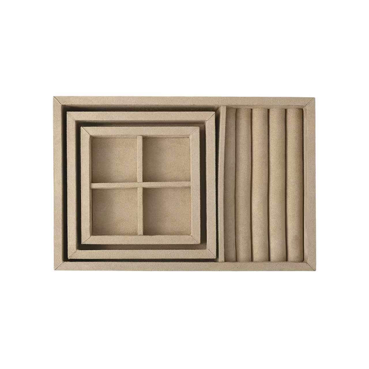Storage tray suede 3 set beige