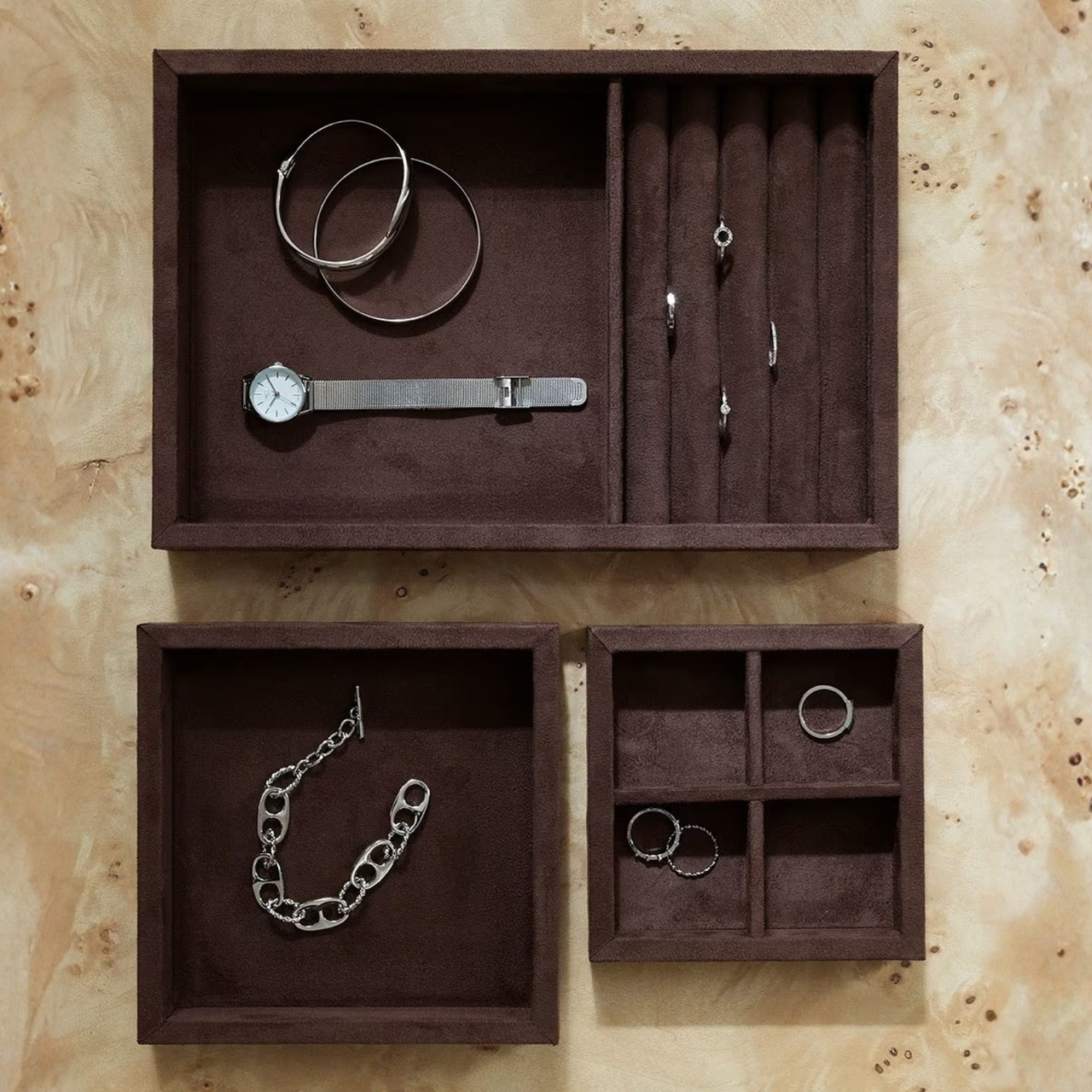 Storage tray suede 3 sets