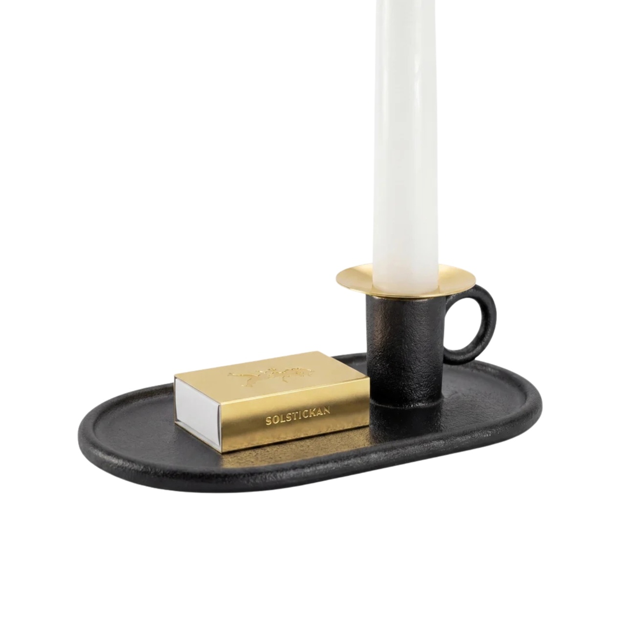 Chamber candlestick with matchbox Black