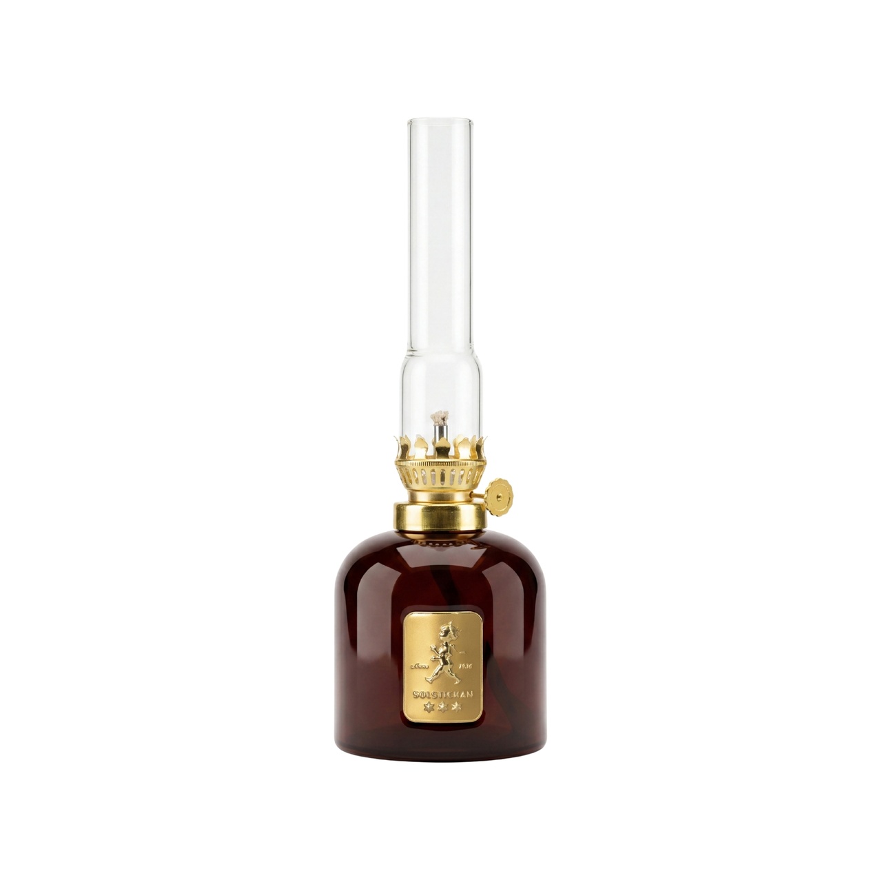 Petroleumslampe glas brun