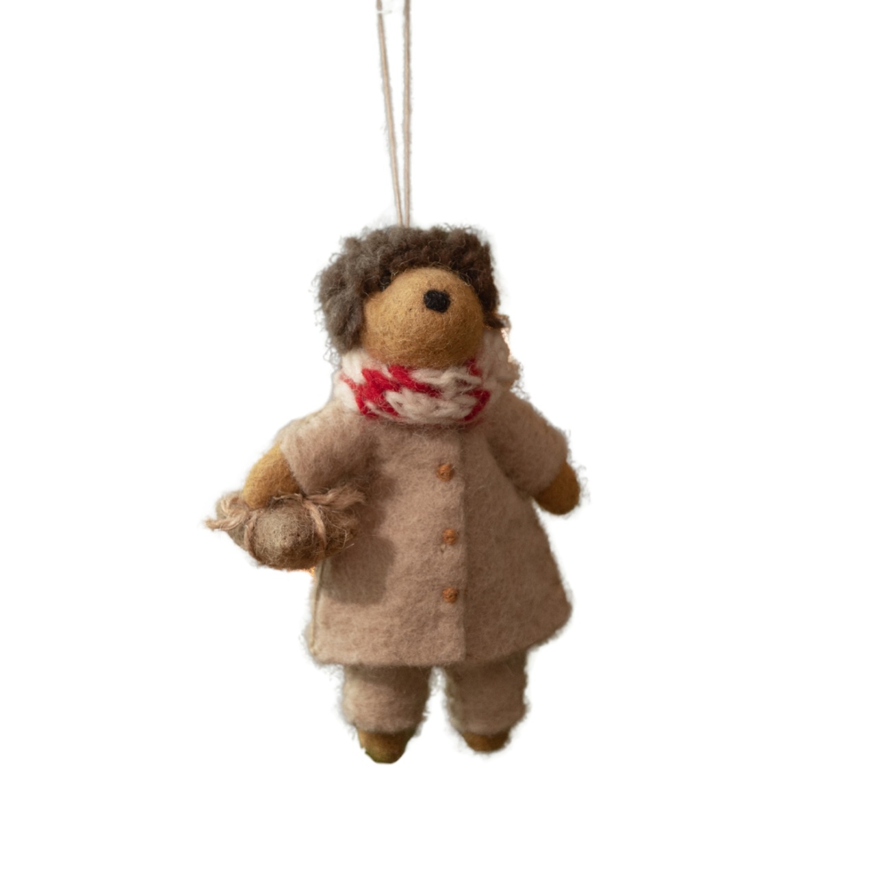 Julhänge Hedghog in Beige Coat