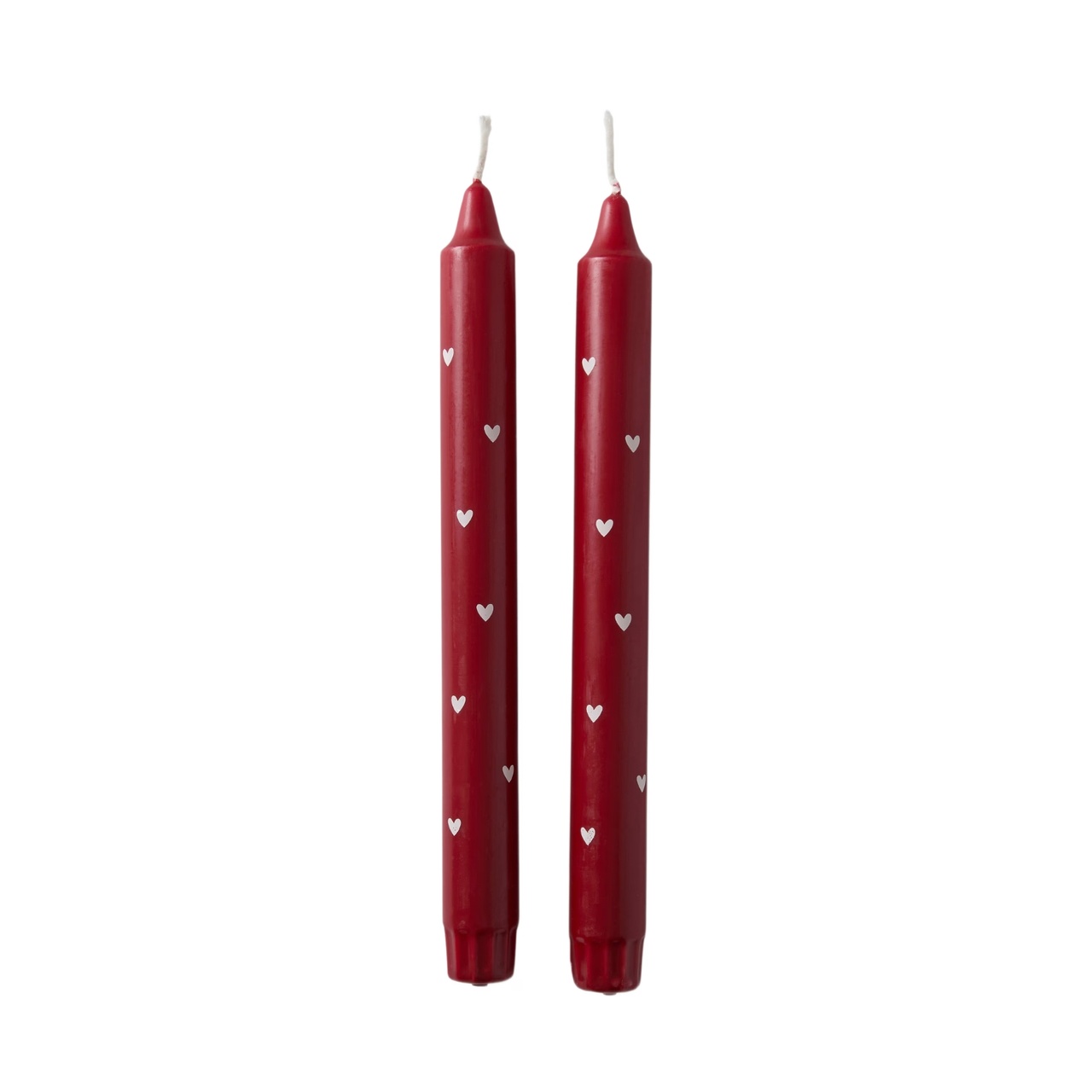Stabkerzen Herz 2er-Pack Rot/Weiß