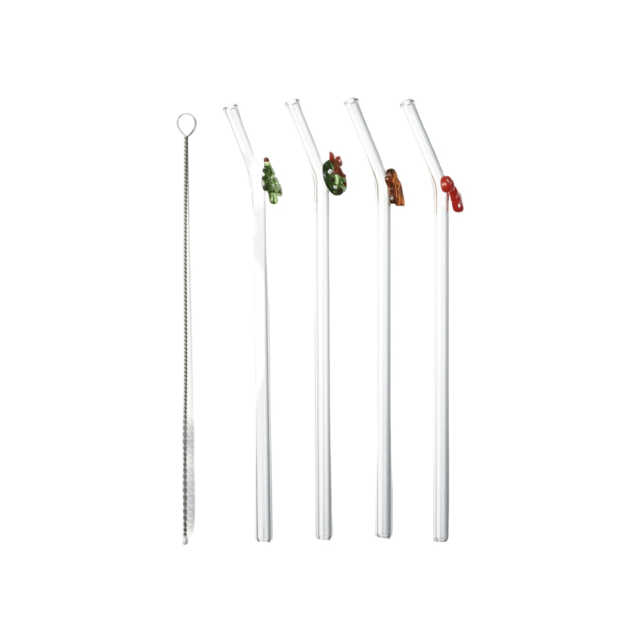 Sugerør glass X-mas 20 cm 4-pk multi