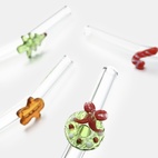 Sugerør glass X-mas 20 cm 4-pk multi