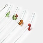 Sugerør glass X-mas 20 cm 4-pk multi