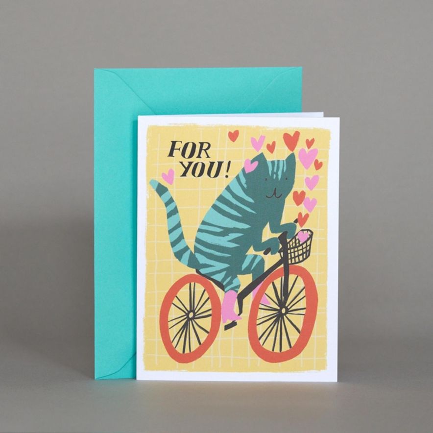 Kort for you - katt på cykel