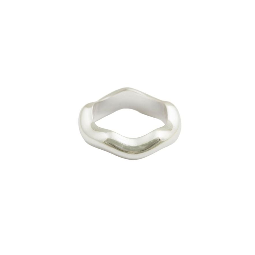 Ring Bolded Wavy Silver 17 mm