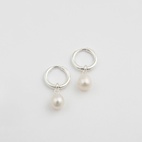 Øredobber Treasure Pearl Hoops Silver